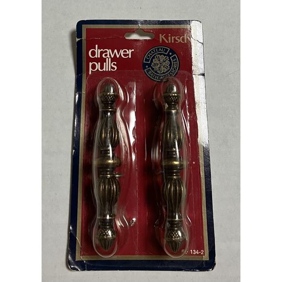 Vintage Kirsch Drawer Pulls Handles BF 134-2 Antique Brass 3” on Center NIP - Picture 1 of 7